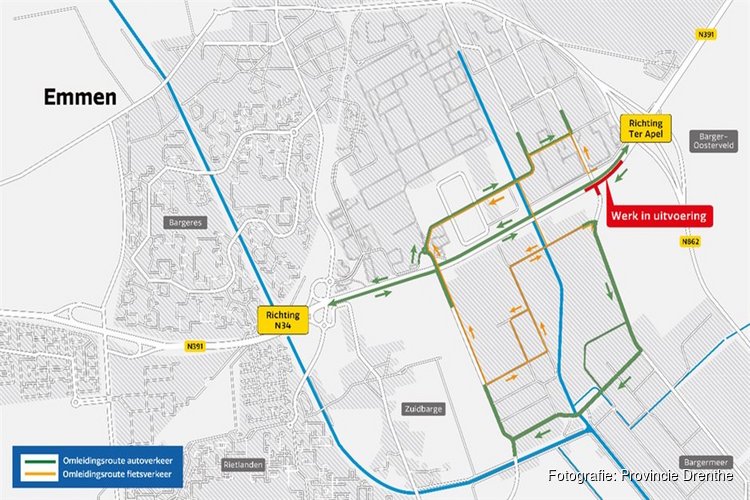 Weekendafsluiting Rondweg ter hoogte van Bargermeer